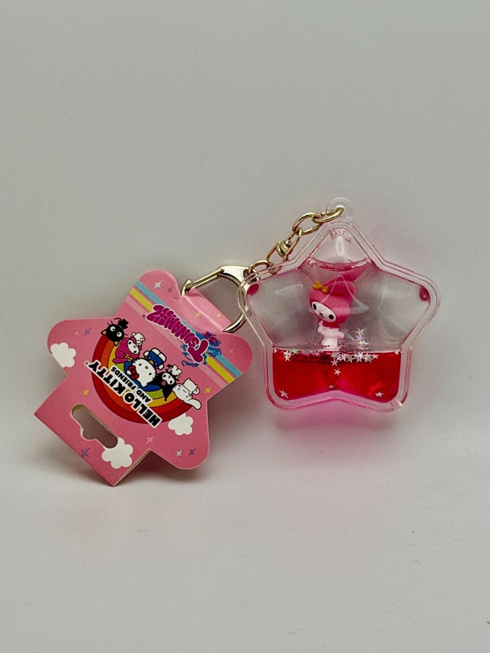 Hello Kitty & Friends Star-Shaped Keychain With My Melody Figure Pink Glitter De